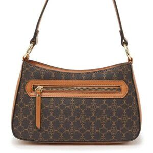 Nanette Lepore Logo Baguette Shoulder Bag Chocolate/Vachetta Vegan Leather